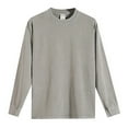 thumbnail image 2 of ShomPort Tops for Men's Long Sleeve Round Neck Solid Color Comfort Cotton T-Shirt Vintage Oversized Fall Winter Streetwear, 2 of 4