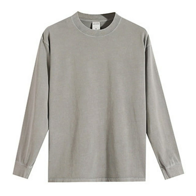 pstuiky Camisas de invierno de manga larga para hombre, Blusa/camiseta informal de cuello redondo lavada y desgastada para hombre Tops de hombre xxl