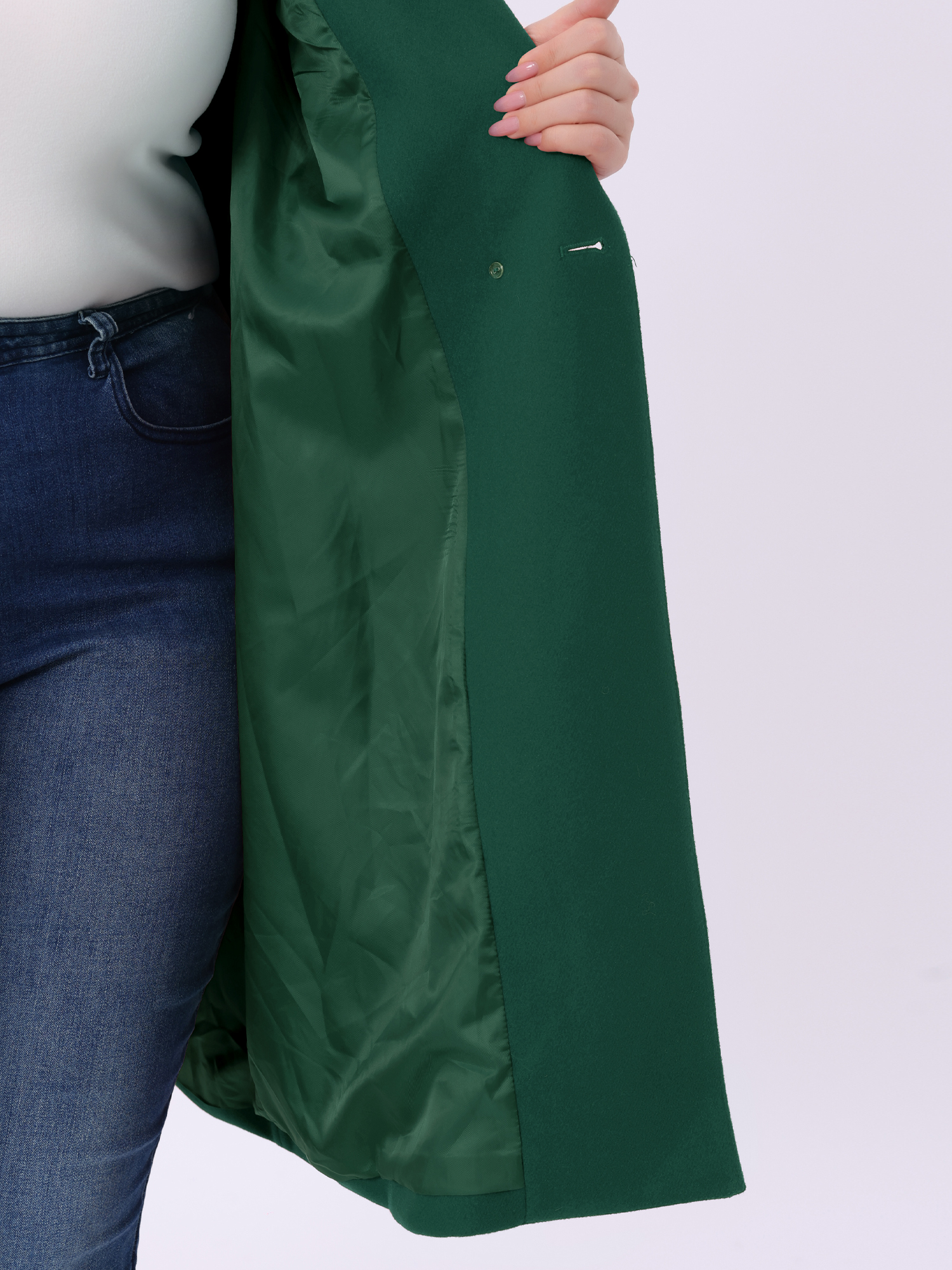 DARING DIVA Women's Plus Size Notched Lapel Coat with Belted Design 1X Dark Green