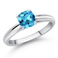 thumbnail image 2 of Gem Stone King 10K White Gold 5MM Cushion Cut Swiss Blue Topaz Solitaire Engagement Ring for Women (0.65 Cttw, Gemstone November Birthstone, Available in Size 5, 6, 7, 8, 9), 2 of 4
