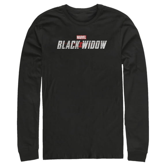 Men's Marvel Black Widow Movie Logo  Long Sleeve Shirt Black Small