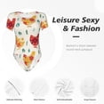 thumbnail image 6 of Haiem Flower Chicken Women's Crew Neck Short Sleeve Bodysuit Tops Stretchy Slim Basic-X-Large, 6 of 9