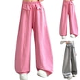 thumbnail image 2 of TIREOW Girls Wide Leg Sweatpants Elastic High Waist Baggy Sweat Pants Kids Fashion Lightweight Casual Loose Fit Pants, 2 of 6