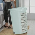 thumbnail image 3 of Sterilite Ultra™ Large Wheeled Hamper, Plastic Laundry Hamper with Wheels for Easy Transport, Mint, 3 Pack, 3 of 8