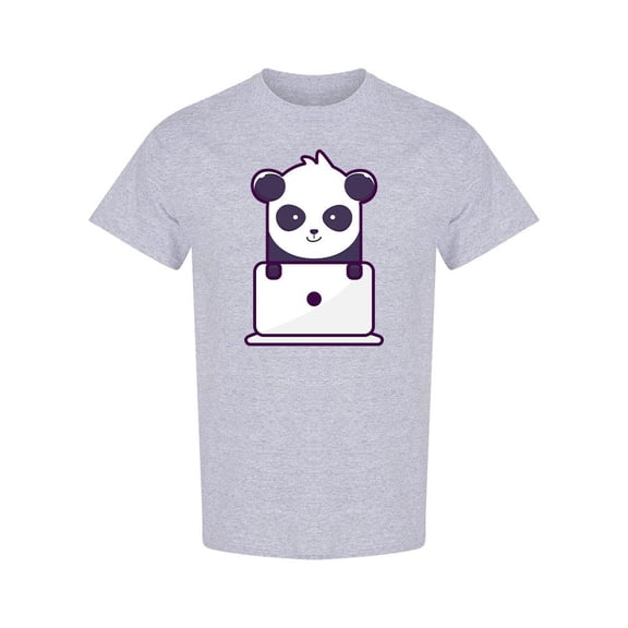 Panda With Laptop T-Shirt Men -Image by Shutterstock, Male x-Large