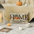 thumbnail image 2 of Fall Home Sweet Home Pumpkin Throw Pillow Cover 12x20 Inch, Seasonal Autumn Maple Leaves Plaid Bow Thanksgiving Harvest Cushion Case Decoration for Sofa Couch, 2 of 3