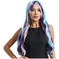 thumbnail image 3 of Doomiva Women Rainbow Ombre Wigs Long Wavy Wig Gradient Long Curly Heat Resistant Synthetic Hair Wig Blue&Purple One Size, 3 of 8
