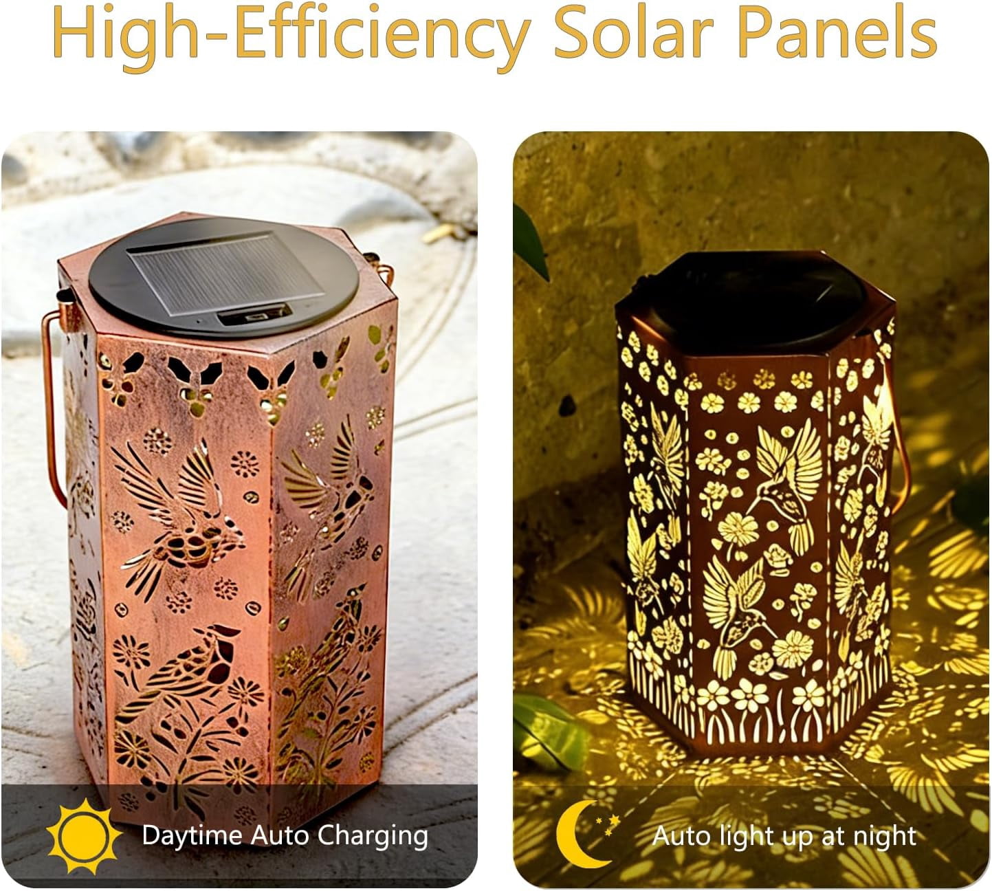 Hummingbird Solar Lantern Lights for Hanging or Table Outdoor Waterproof , Solar Courtyard Projection lamp, Gift for Women Mon Grandma Hanging Lights for Patio Courtyard Garden