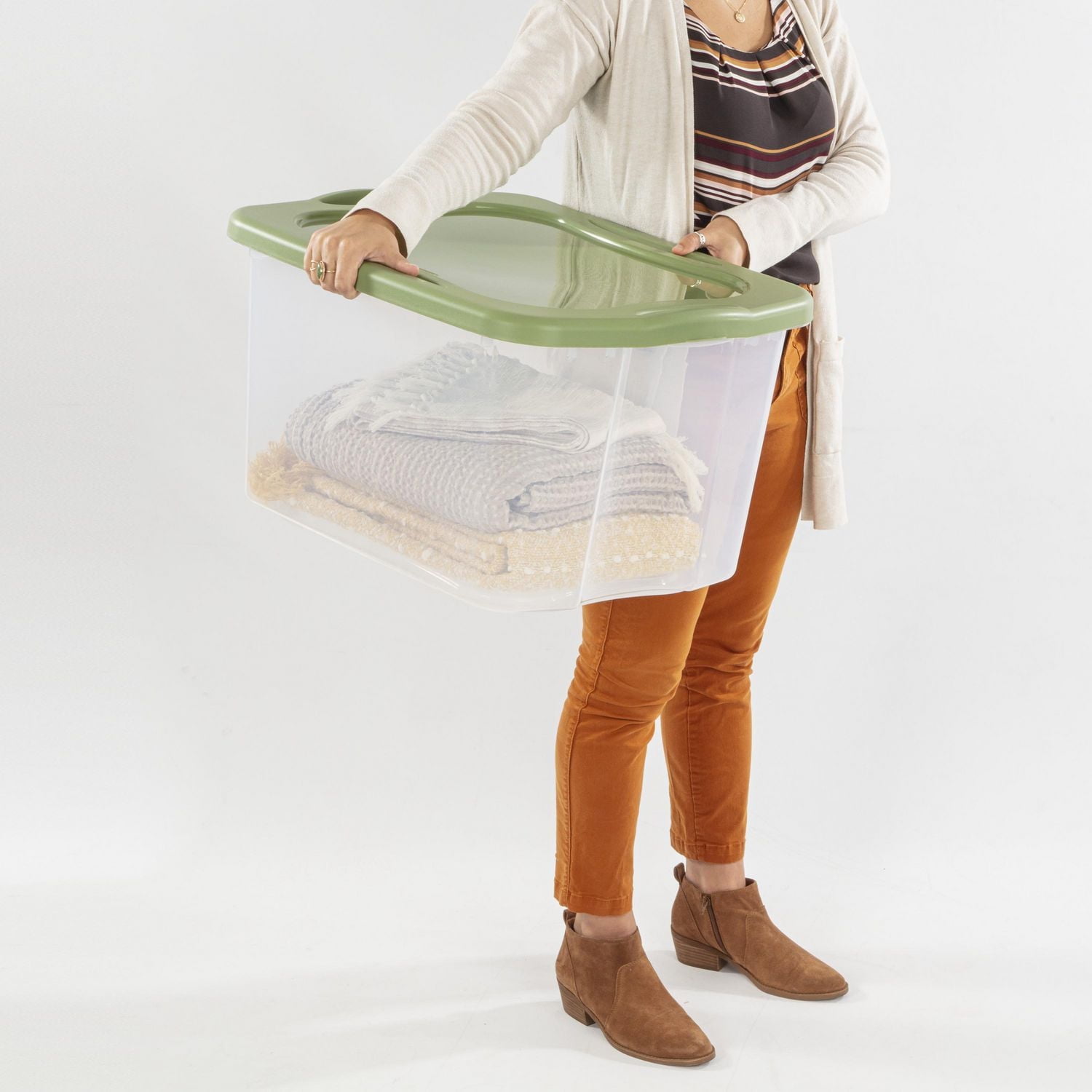 Sterilite 66 L EZ Carry Clear/Sage Legume