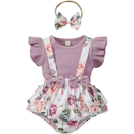 

Newborn Baby Girl Floral Outfits Top T shirt Ruffle Shorts Clothes 3PCS Set 0-24M