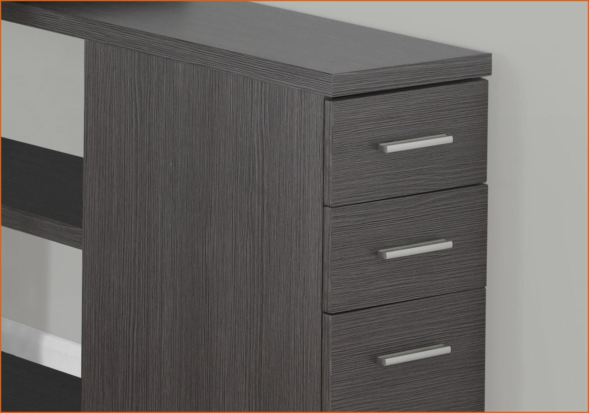 Desks, L-Shape Home Office Computer Desk with Left/Right Setup, Storage Drawers, Grey Laminate Metal, Modern | Grey | Particle Board