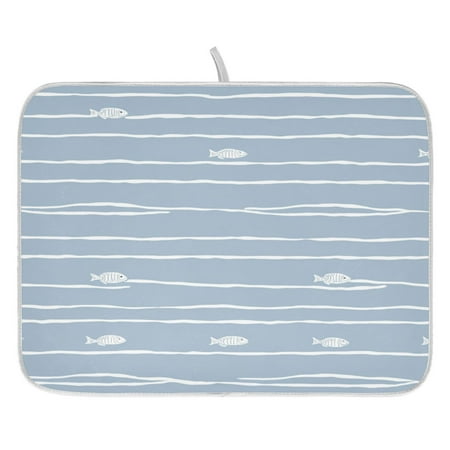 

Simple Striped Pattern Dish Drying Mat for Kitchen Quick Drying Absorbent Soft Durable 18 x 24