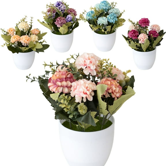 Sunjoy Tech Potted Artificial Flowers Fake Hydrangea Flowers in Pots Faux Flowers in Pot for Home Office Decoration Desktop Decor