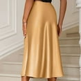 thumbnail image 6 of LYMAYTER Women Midi Silk Skirt Summer Long Satin Skirt Elegant Cocktail Party A-Line Midi Skirts S-2XL, 6 of 8