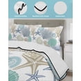 thumbnail image 4 of Quilts Twin-XL Size Bedding Set, Marine Life Lightweight Quilted Comforter, Summer Coastal Nautical Coral Conch Seashells Soft Bedspread Coverlet with Pillow Covers for All Season, 68" x 98", 4 of 7