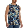 thumbnail image 2 of Bixox Men's Abstract Blue Squares Printed Shirt Sleeveless Fitness Tank Top-Small, 2 of 7