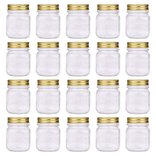 Encheng 8 oz Glass Jars With Lids,Ball Wide Mouth Mason Jars For Storage,Canning Jars For Caviar,Herb,Jelly,Jams,Honey,Dishware Safe,Set Of 24