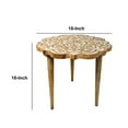 thumbnail image 4 of Wooden Side Table with Floral Carved Top and Tripod Base Antique Brown, 4 of 6