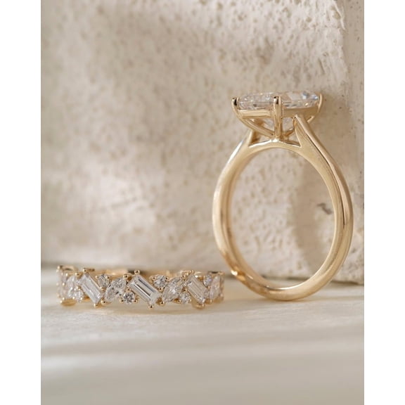 3Ct Radiant Cut Lab Created Diamond Bridal Engagement Ring In 14K White Gold Plated