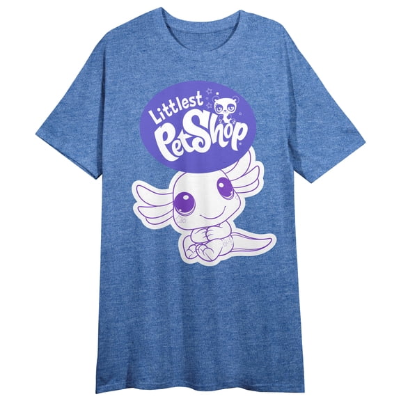 Littlest Pet Shop Axolotl Logo Women's Blue Heather Crew Neck Short Sleeve NIght Shirt  - Medium