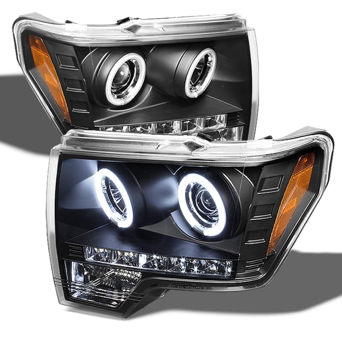 Fits 09-14 F150 F-150 Pickup Black Bezel LED Strip//Tube Projector Headlights