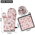 thumbnail image 6 of Pink Butterfly Pattern Kitchen Oven Mitt and Pot Holder Sets 2 Pcs for Baking, Cooking and Grilling, Heat Resistant Up To 392 °F, 6 of 7