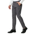 thumbnail image 4 of INSPIRE CHIC Men's Plaid Dress Pants Slim Fit Flat Front Business Check Trousers 30 Gray, 4 of 6