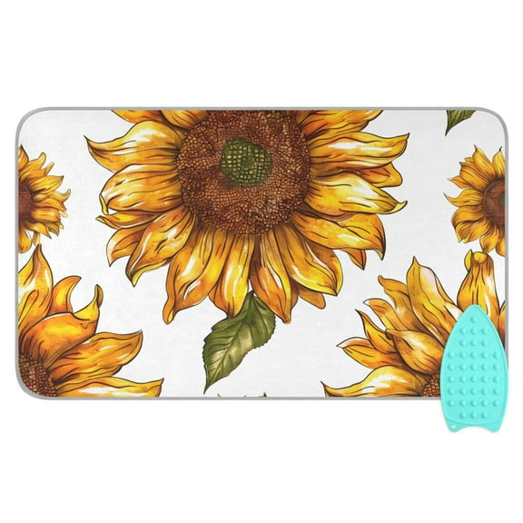 Sunflower in White Ironing Board Covers Heat Resistant Ironing Pad Mat Portable for Travel Washer Dryer Table