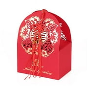 Panda Superstore Laser Cut Chinese Style Gift Red Table Candy Boxes Favor for Wedding, Red - 10 Piece