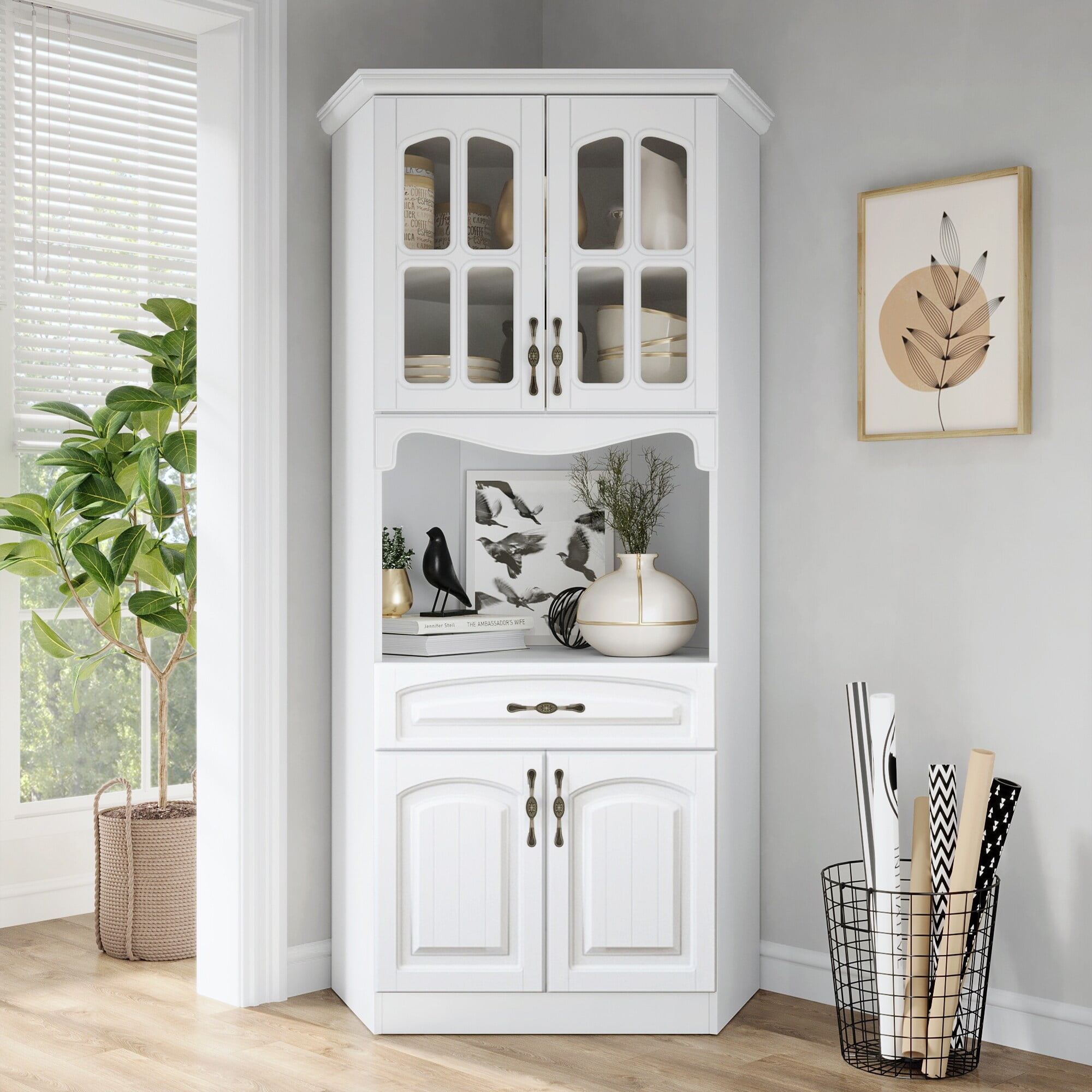 Living Skog Galiano 73inch White Corner Pantry Storage