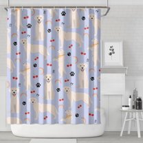 Golden Retriever Dog with Cherry and Rainbow Shower Curtain 84"x72" ,Bathroom Decorative Shower Curtains Set with 12 Hooks,Modern Waterproof Washable Shower Curtain