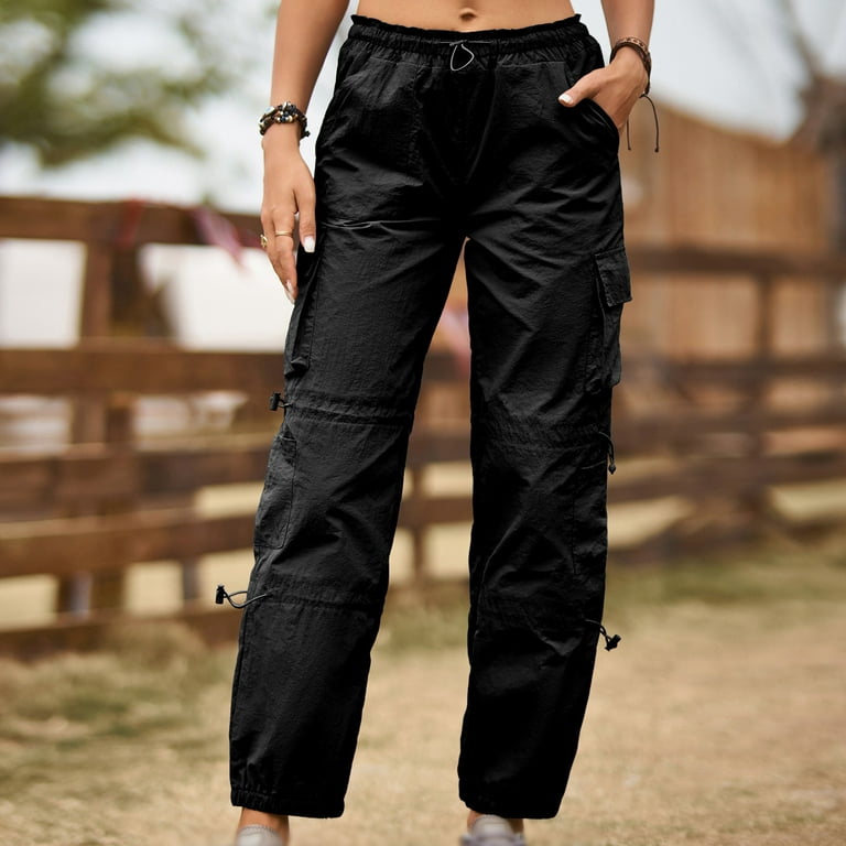 Women Cargo Pants Clearance,TIANEK Fashion Comfortable Relaxed-Fit Amry New  Solid Pocket Bandage Straight Elastic Waist Full Length Pants Golf Pants  for Ladies 