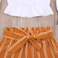 thumbnail image 5 of Kiapeise Little Girl Off Shoulder Long Sleeve T-Shirt+Striped Shorts with Belt, 5 of 7
