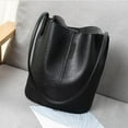 thumbnail image 5 of LILSHIM Vintage Women Shoulder Crossbody Bag Leather Totes Bucket Handbag (Black), 5 of 8