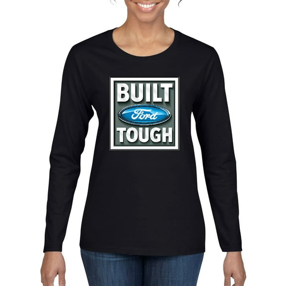 Wild Bobby, Ford Built Tough, Cars and Trucks, Women Graphic Long Sleeve Tee, Black, Small