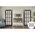 thumbnail image 3 of Sturdy Double Barn Door with | Felicia 3355 Matte Black with Clear Glass | 13FT Rail Hangers Heavy Set | Solid Panel Interior Doors, 3 of 6
