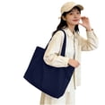 thumbnail image 4 of Mwjwdo Women's Plain Retro Soft PU Underarm Handbag, Minimalist Large Capacity Shoulder Tote for Daily Commute & Shopping Navy, 4 of 5