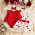 thumbnail image 2 of CAUYDY Newborn Gifts For Baby Girl Shower Outfit Ruffle Long Sleeve Romper Set 0 3 6 9 12 18 Months Preemie Clothing Fall Winter Red Sizes 3-6 Months, 2 of 8