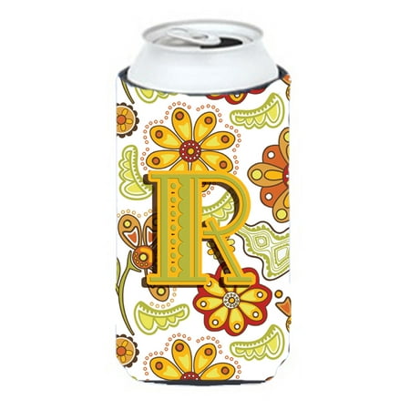 

Caroline s Treasures CJ2003-RTBC Letter R Floral Mustard and Green Tall Boy Beverage Insulator Hugger Tall Boy multicolor
