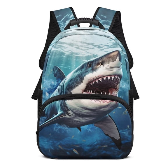 Yuyamidu Kids Backpack for Boys 8-14, Cool Shark Print School Backpack with Adjustable Straps, Lightweight Daypack for Elementary & Middle School Students