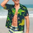 thumbnail image 7 of Sikiie Dinosaurs and Flowers Print Men's Hawaiian Shirt, Summer Beach Button Pocket Short Sleeve T-Shirt,XX-Large, 7 of 7