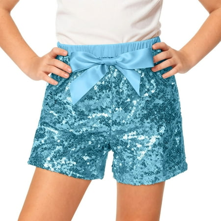 HXWCHs Sparkling Kids Shorts for Festival Outfit By Style for Year-Round Play and Party Use 11-13 Years Sky Blue