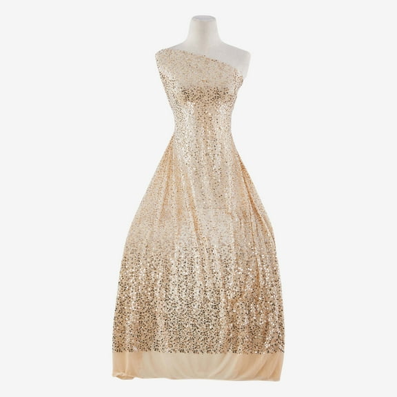 Zelouf Hali Two Tone Sequin Power Mesh  , Sewing, DIY, Crafts Fabric by the Yard, Petal/gold, 3 Yard