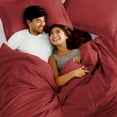 thumbnail image 3 of Bare Home Luxury 3 Piece Duvet Cover and Sham Set - Premium 1800 Ultra-Soft Brushed Microfiber - Hypoallergenic, Easy Care, Wrinkle Resistant (Queen, Red), 3 of 6