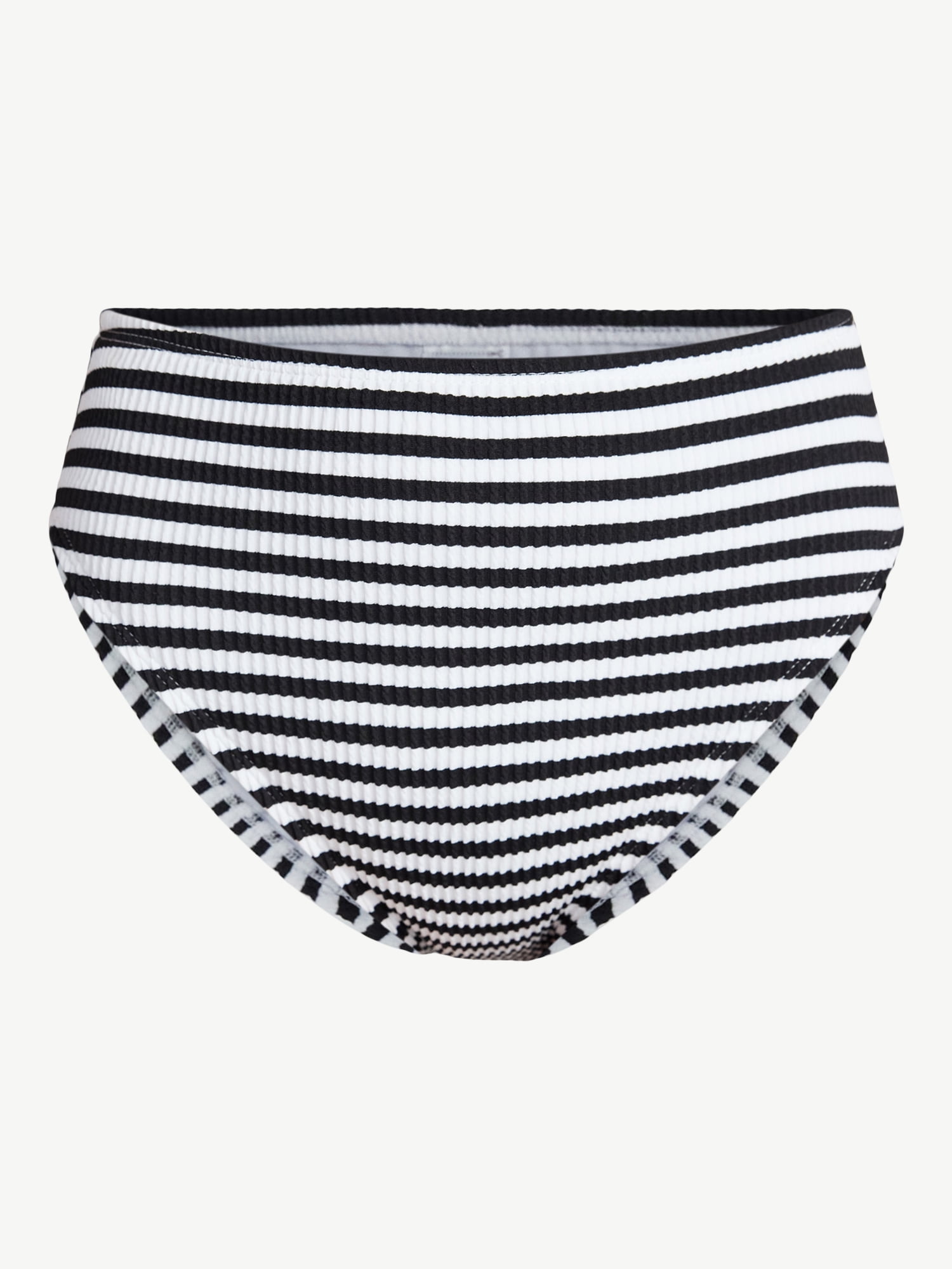 Time and Tru Women's and Women's Plus Size Crinkle High Rise High Leg Cheeky Bikini Bottoms, Sizes XS-3X