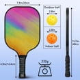 thumbnail image 4 of Pickleball Paddles Set Of 2, Fiberglass Surface, Vibrant Rainbow Print, 4 Balls & Bag, 4 of 5