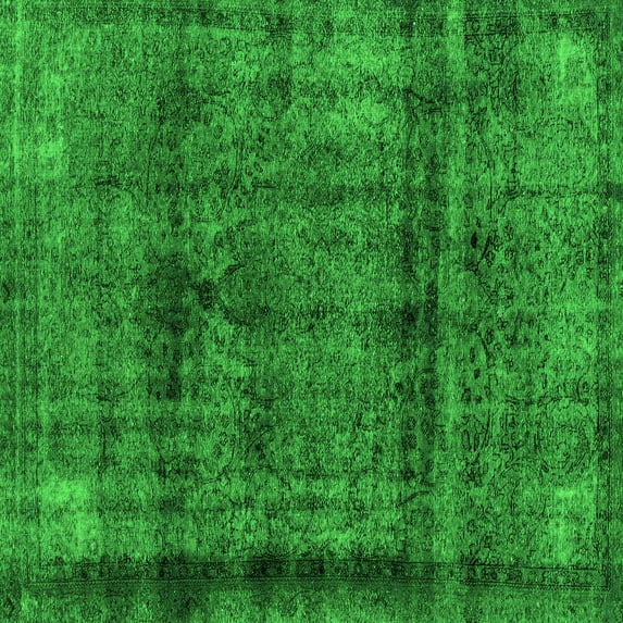 Ahgly Company Indoor Square Abstract Green Modern Area Rugs, 4' Square