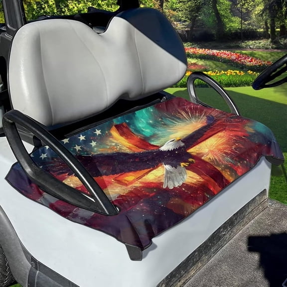 American Flag Golf Cart Seat Covers, Universal Fit for EZGO, Club Car, Yamaha 52"x32", 2 Passenger Golf Cart Seat Protector, Durable Washable