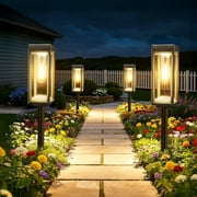Bright Solar Pathway Lights Outdoor, 4 Pack Solar Powered Garden Lights Waterproof, Auto On/Off Outdoor Lighting for Lawn Patio Walkway Driveway Path Yard Decor