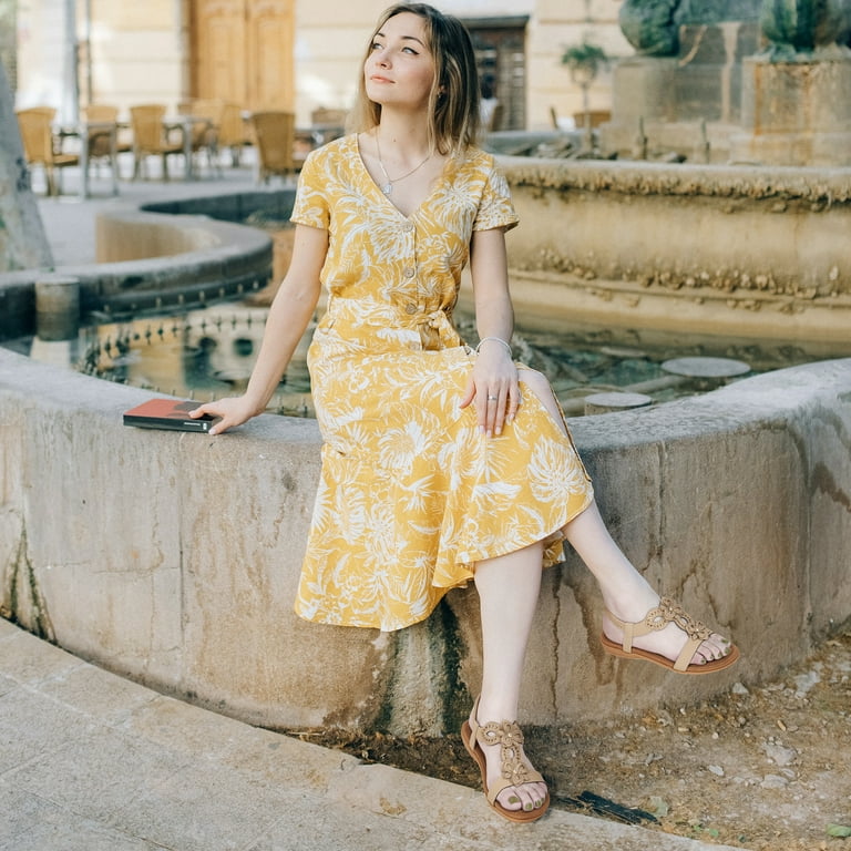 Atoshopce Women's Cute Spring Strappy Flat Sandals Dressy Summer